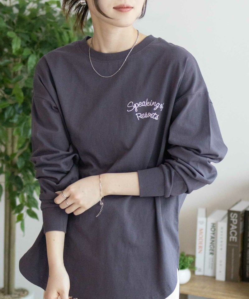 UNDERWRAPS 刺繍ラウンド長袖Tシャツ レディース メール便 対応商品商品画像-4
