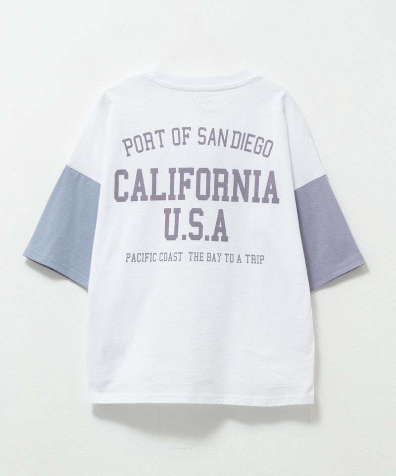 NAVY ルーズシルエット西海岸系配色Tシャツ キッズ メール便 対応商品商品画像-4