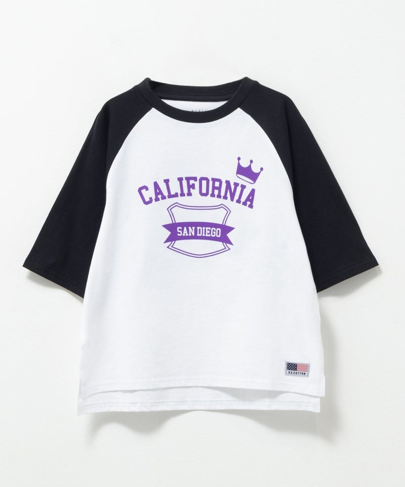 NAVY ルーズシルエット五分袖ラグランTシャツ キッズ メール便 対応商品商品画像-2