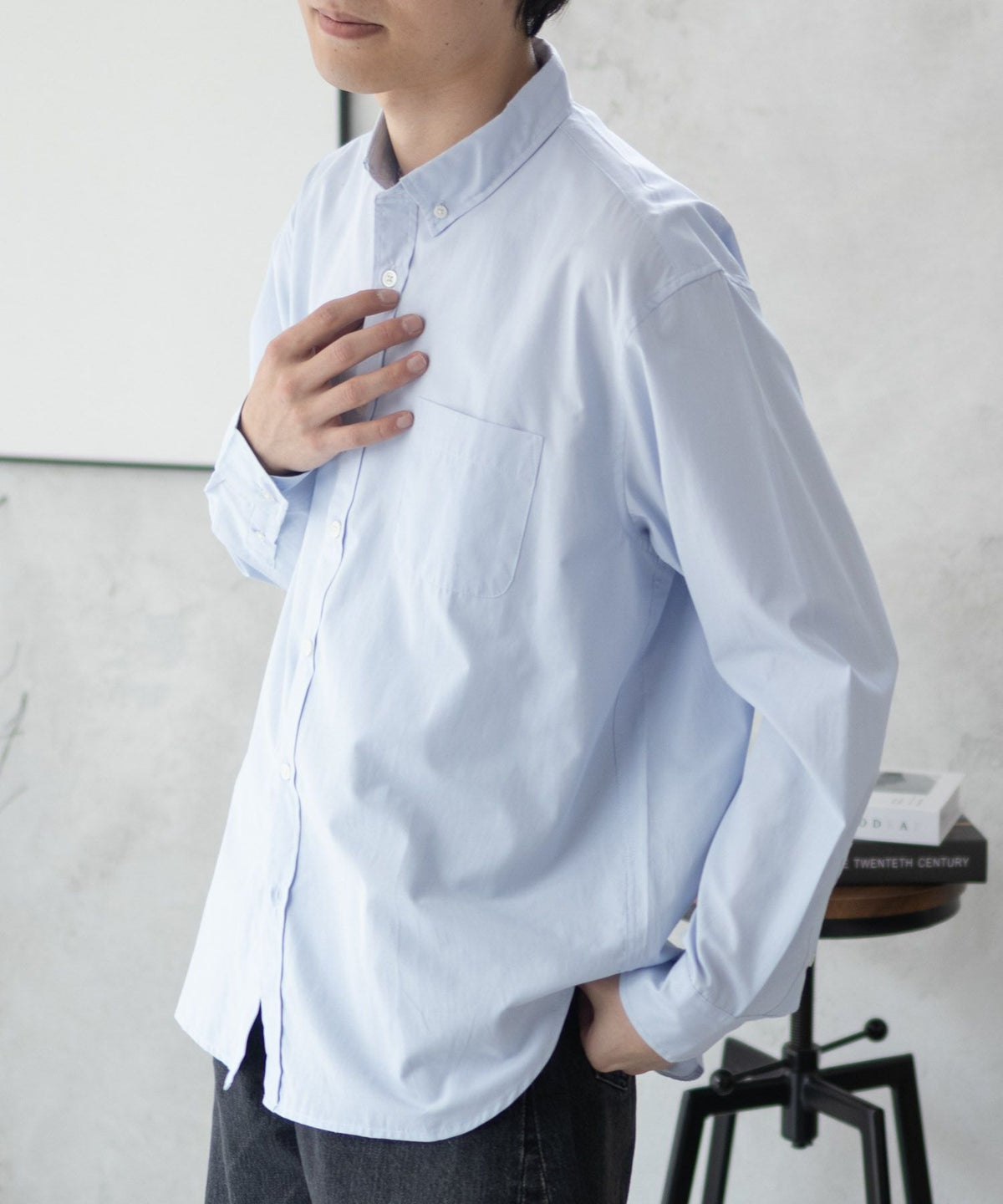 NAVY ブロードボタンダウンシャツ メンズ