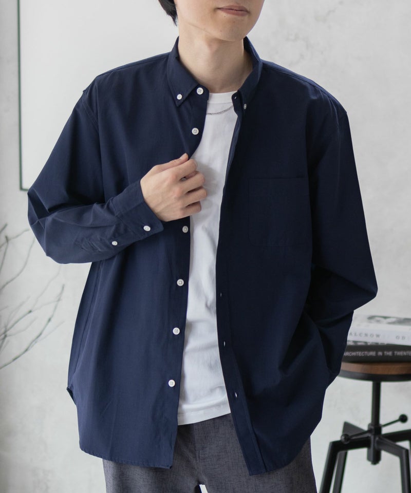 NAVY ブロードボタンダウンシャツ メンズ商品画像-4