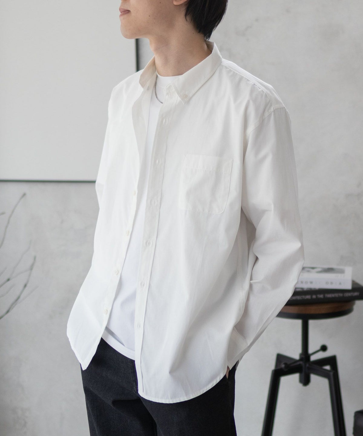 NAVY ブロードボタンダウンシャツ メンズ