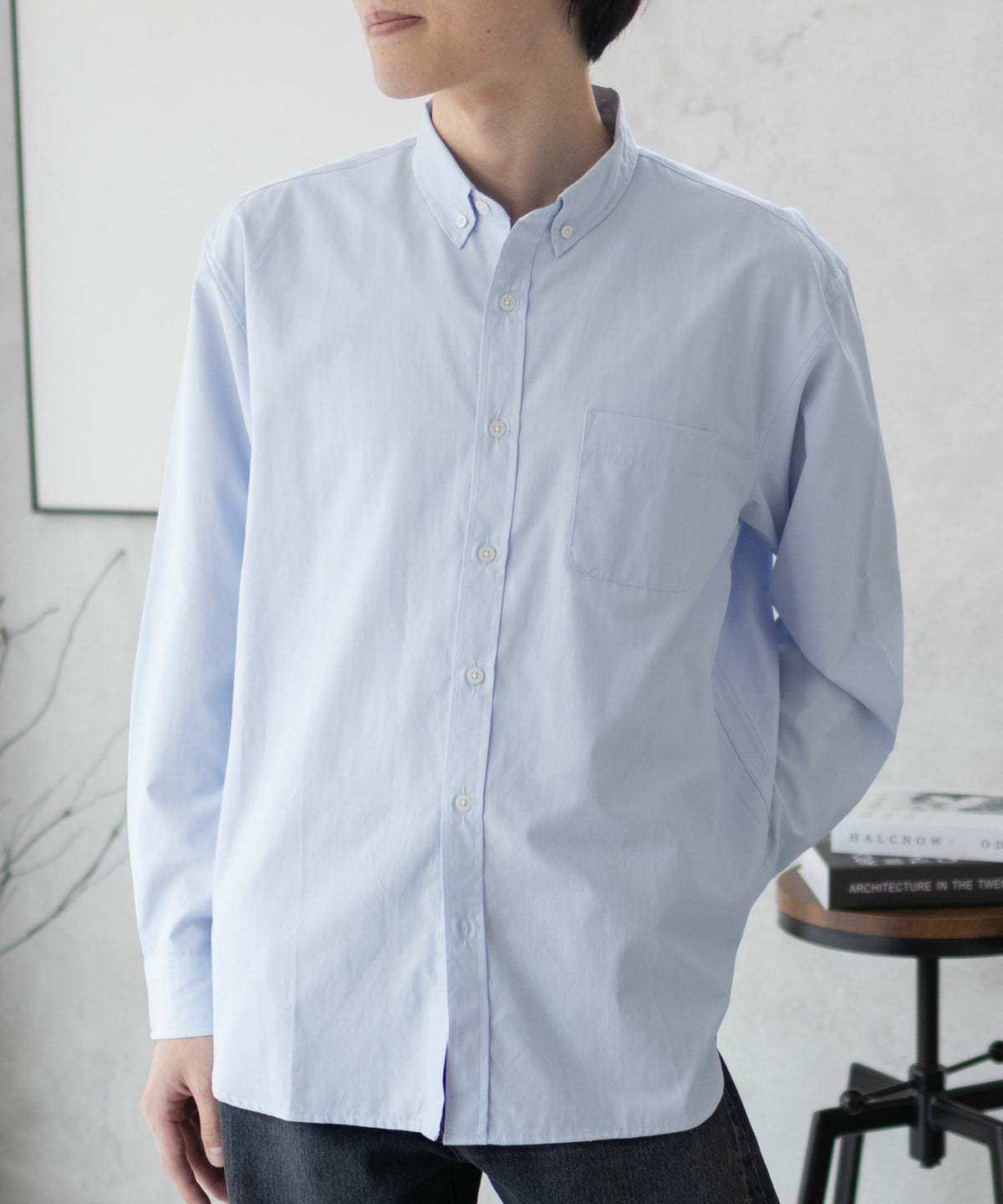 NAVY ブロードボタンダウンシャツ メンズ