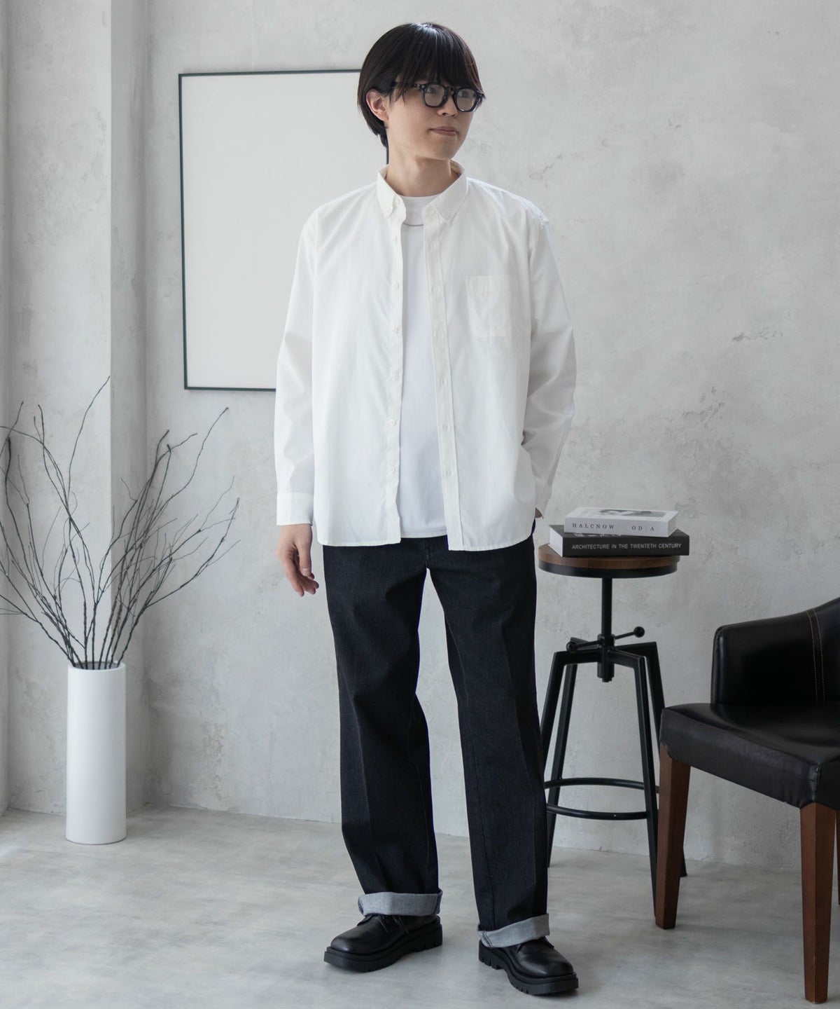 NAVY ブロードボタンダウンシャツ メンズ