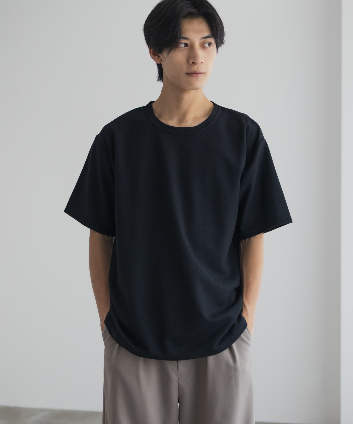 トラッククルーネックTシャツ　L ブラック　グレー 5-2 ※タグなし NAVY カノコクルーネックTシャツ メンズ