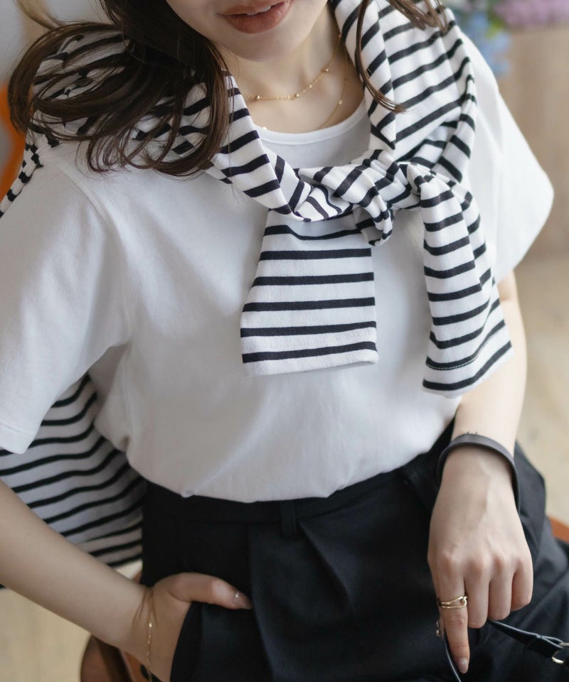 NAVY ベーシッククルーTシャツ レディース メール便 対応商品商品画像-7