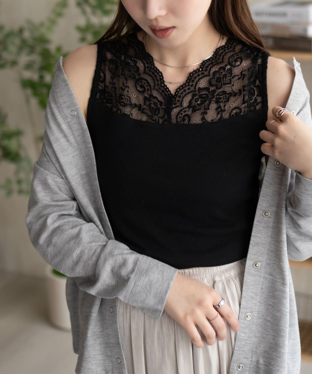 NAVY レース切替タンクトップ レディース ネコポス 対応商品