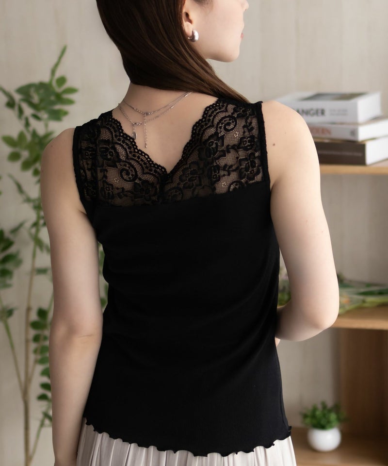 NAVY  レース切替タンクトップ レディース メール便 対応商品商品画像-9