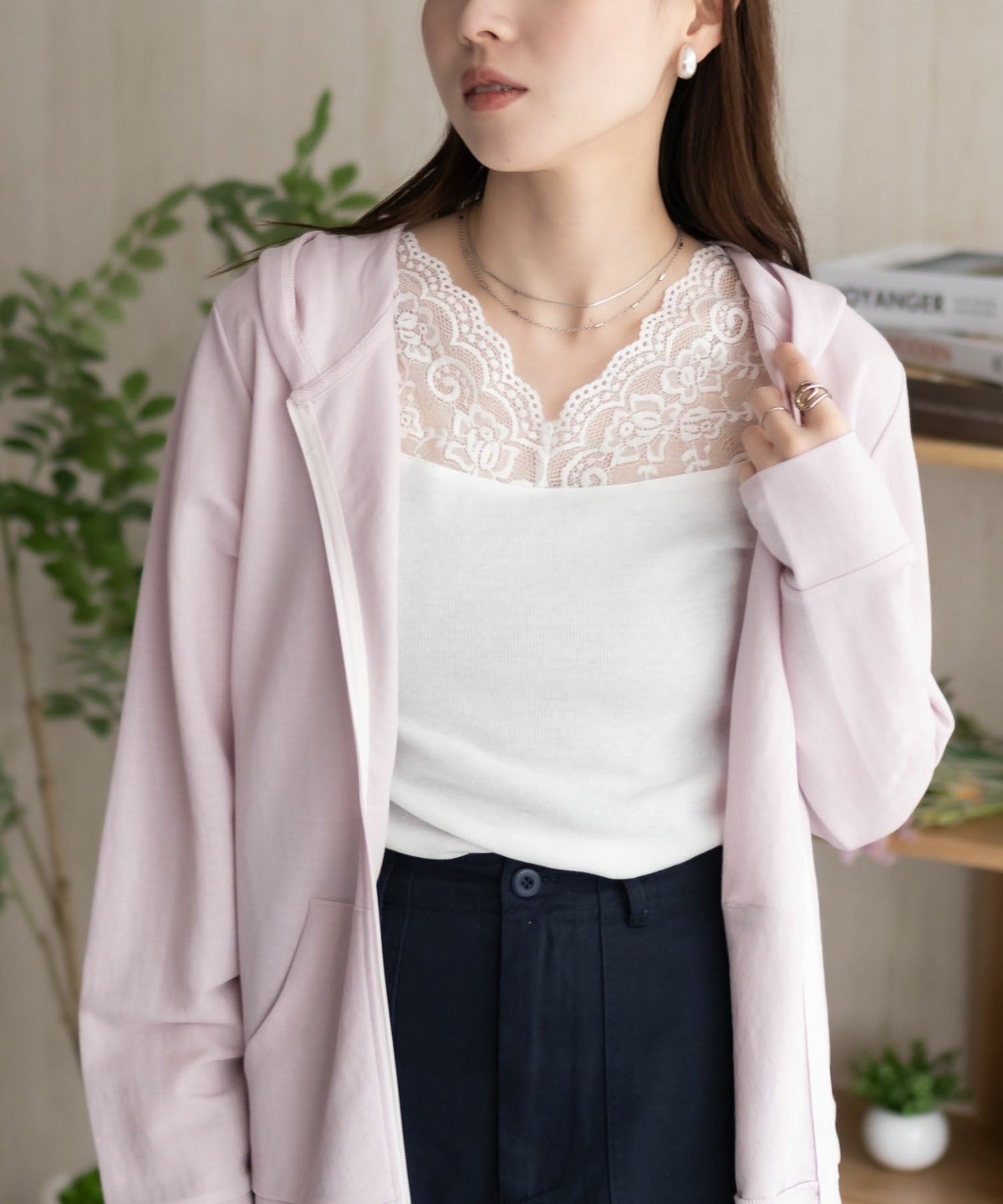 NAVY レース切替タンクトップ レディース ネコポス 対応商品