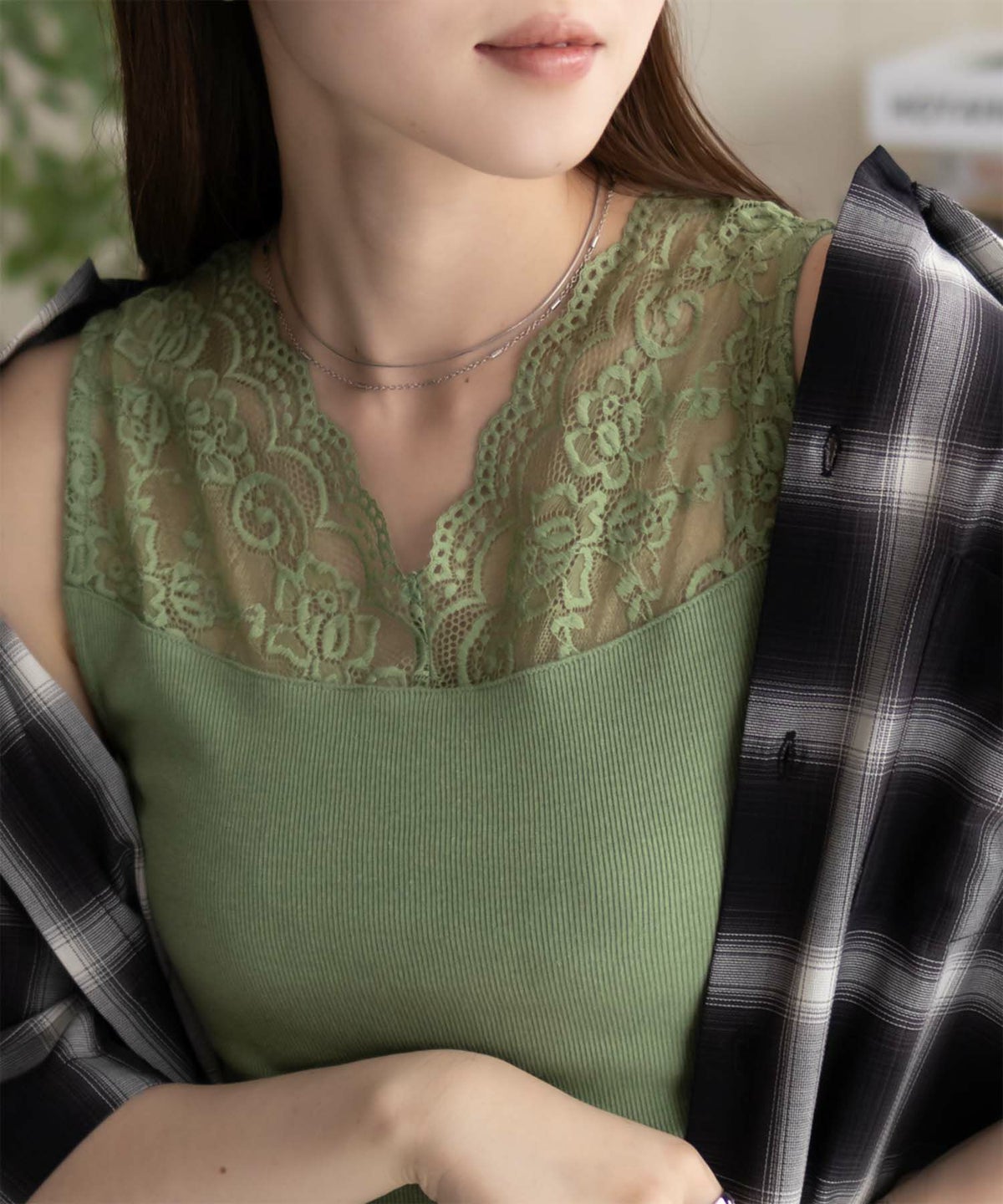 NAVY レース切替タンクトップ レディース ネコポス 対応商品