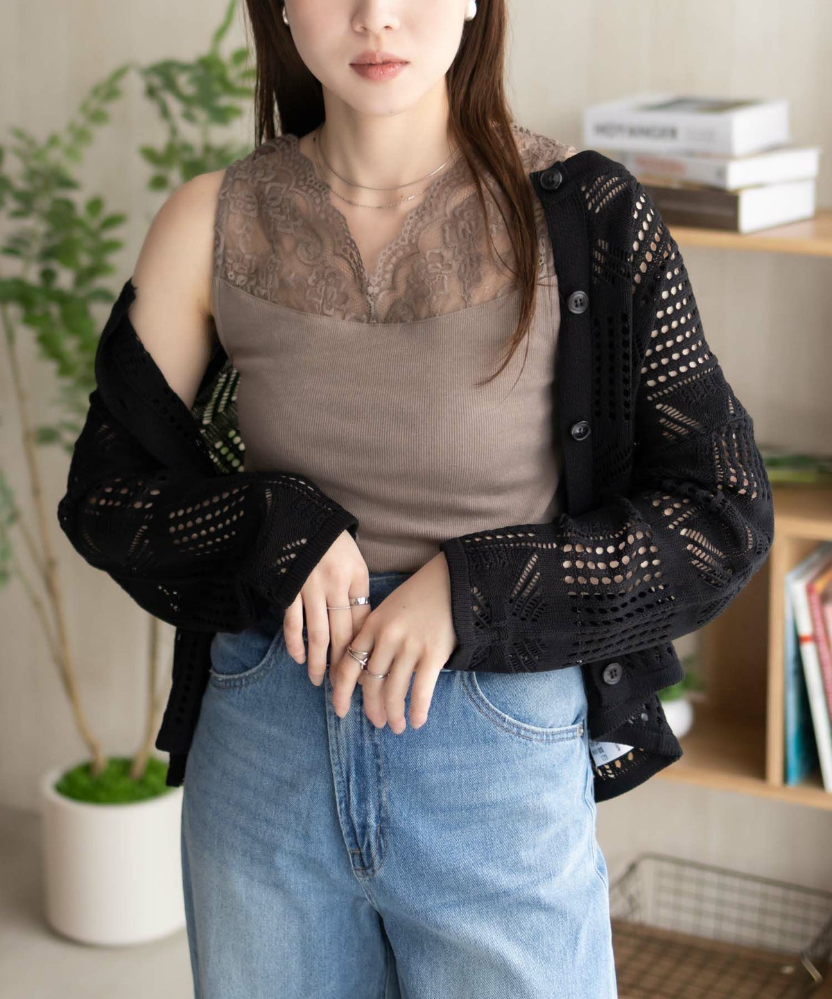 NAVY レース切替タンクトップ レディース ネコポス 対応商品