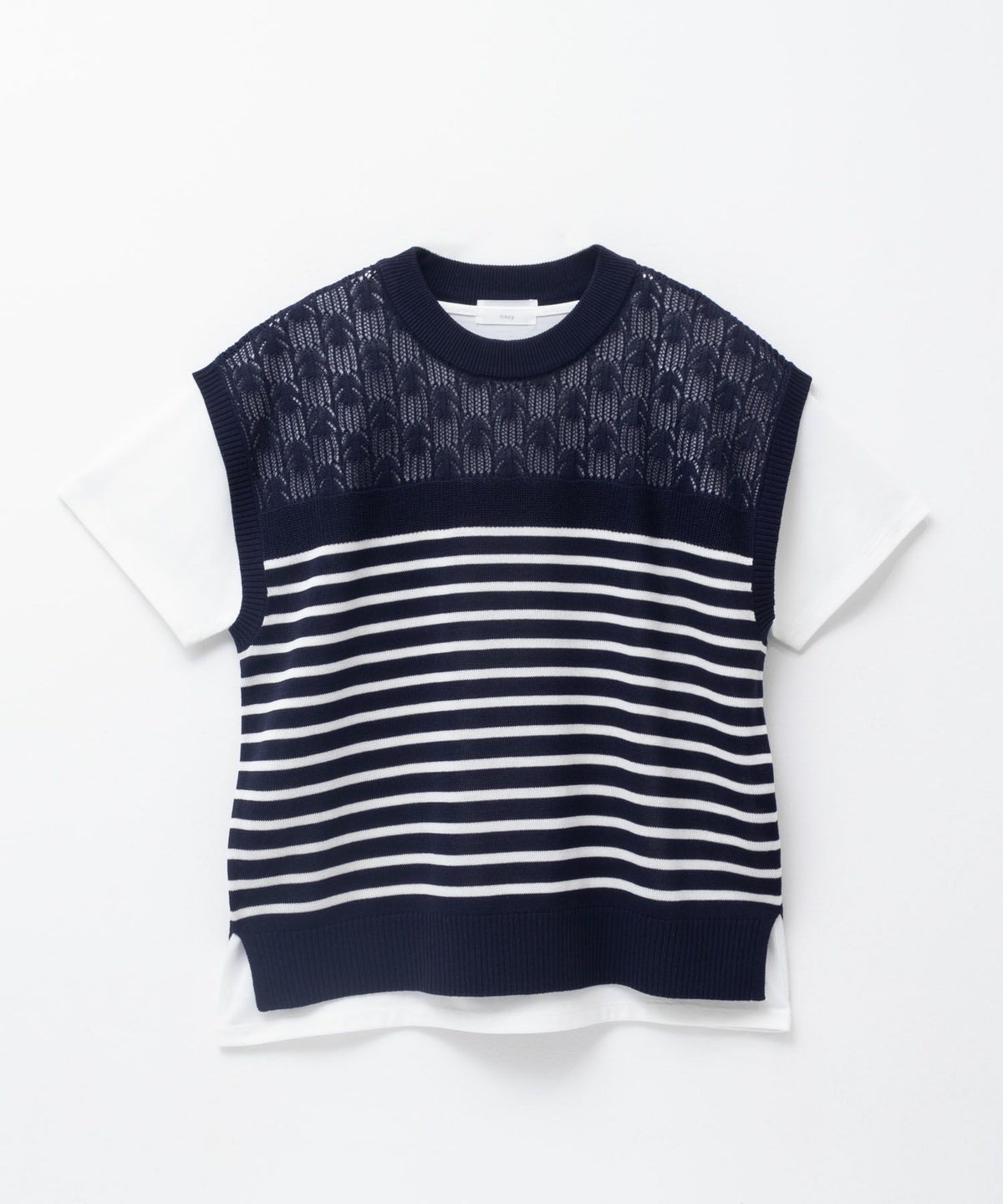 NAVY パネルボーダーニットアンサンブル レディース