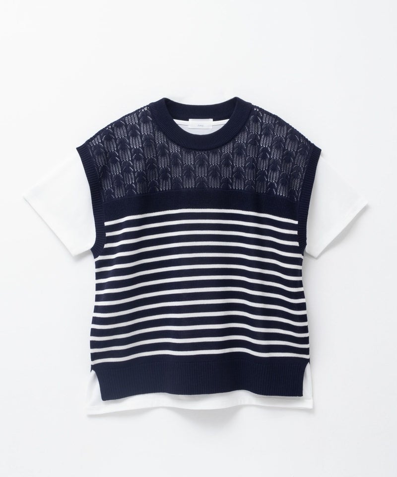 NAVY  パネルボーダーニットアンサンブル レディース商品画像-18