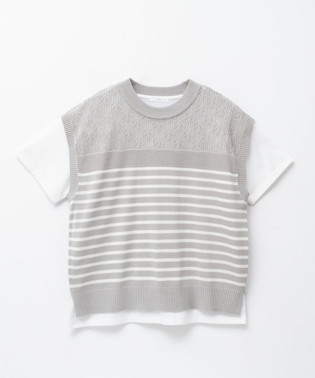 NAVY パネルボーダーニットアンサンブル レディース