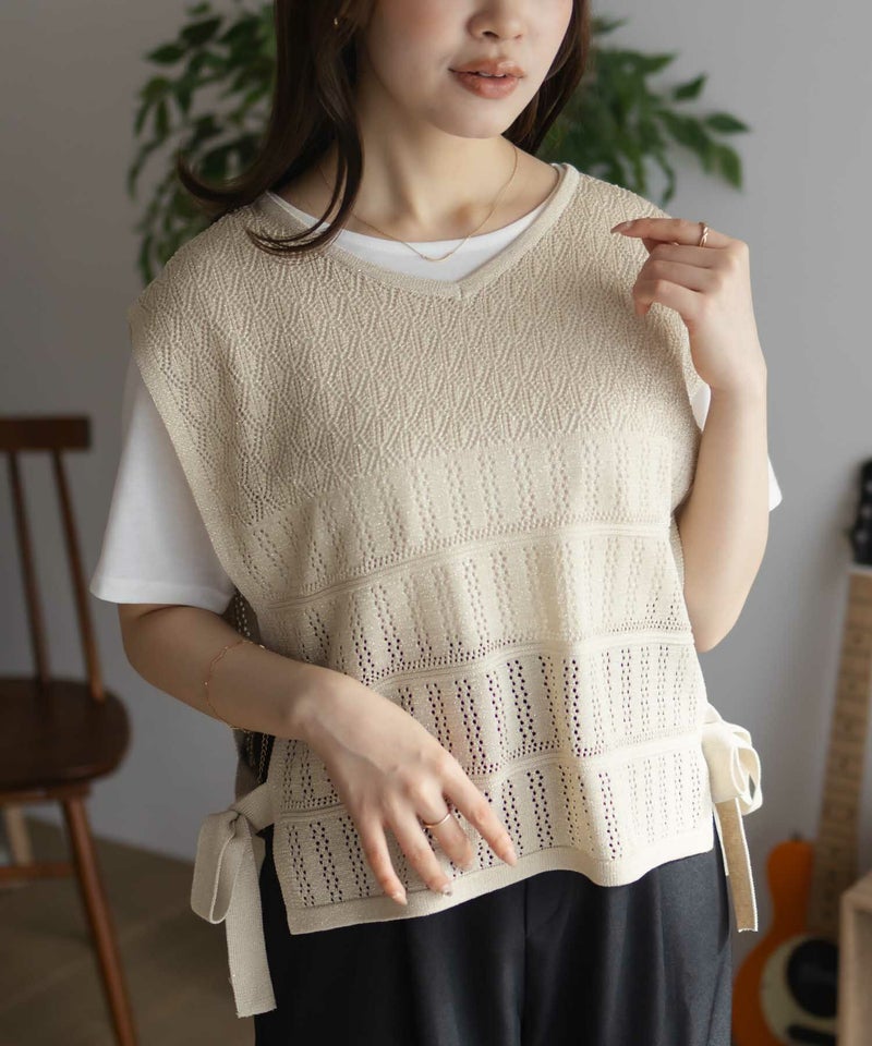 NAVY サイドリボンニットアンサンブル レディース商品画像-1