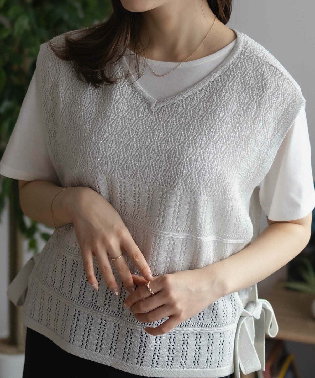 NAVY サイドリボンニットアンサンブル レディース