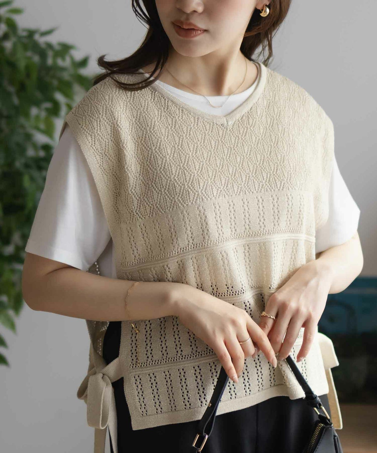 NAVY サイドリボンニットアンサンブル レディース