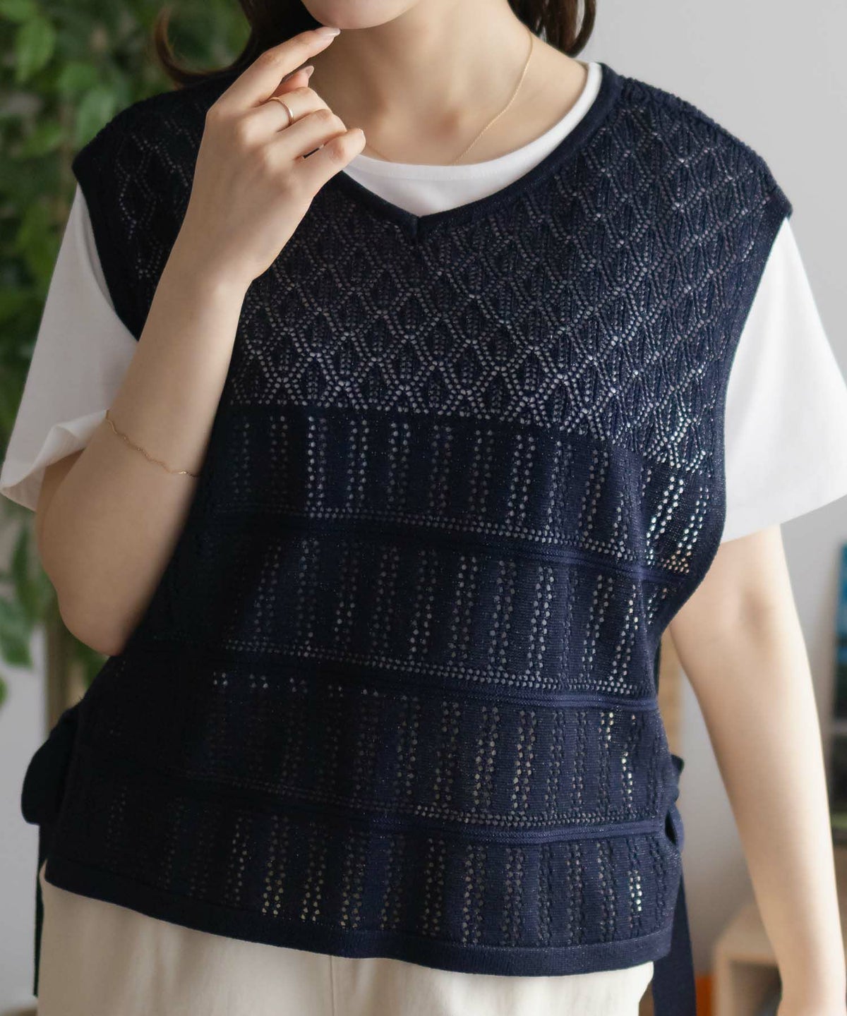 NAVY サイドリボンニットアンサンブル レディース