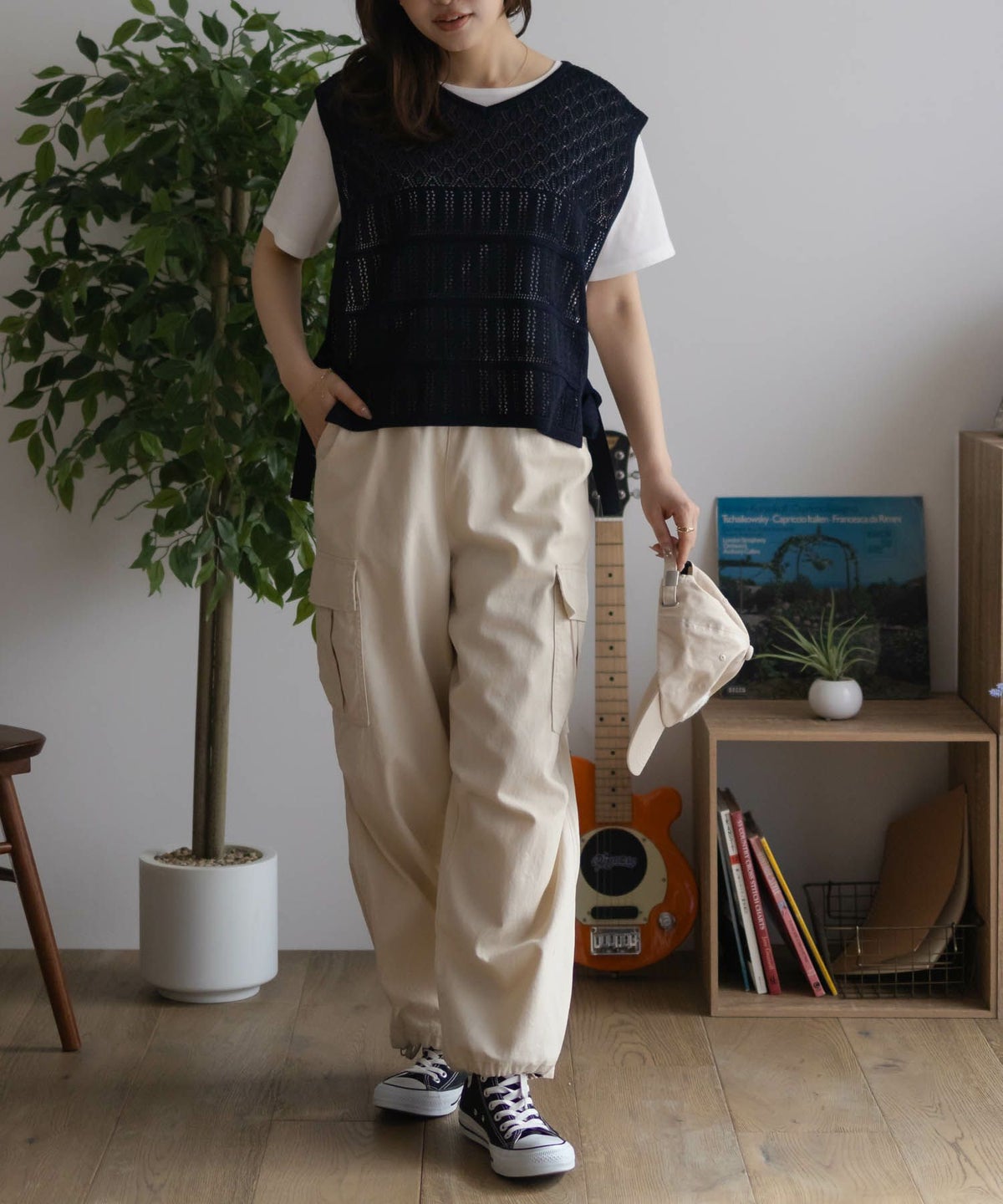 NAVY サイドリボンニットアンサンブル レディース