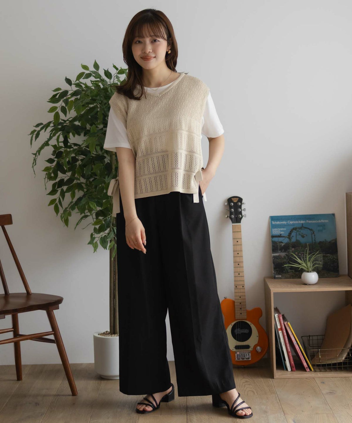 NAVY サイドリボンニットアンサンブル レディース