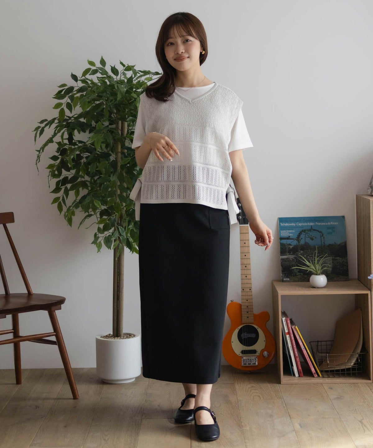 NAVY サイドリボンニットアンサンブル レディース