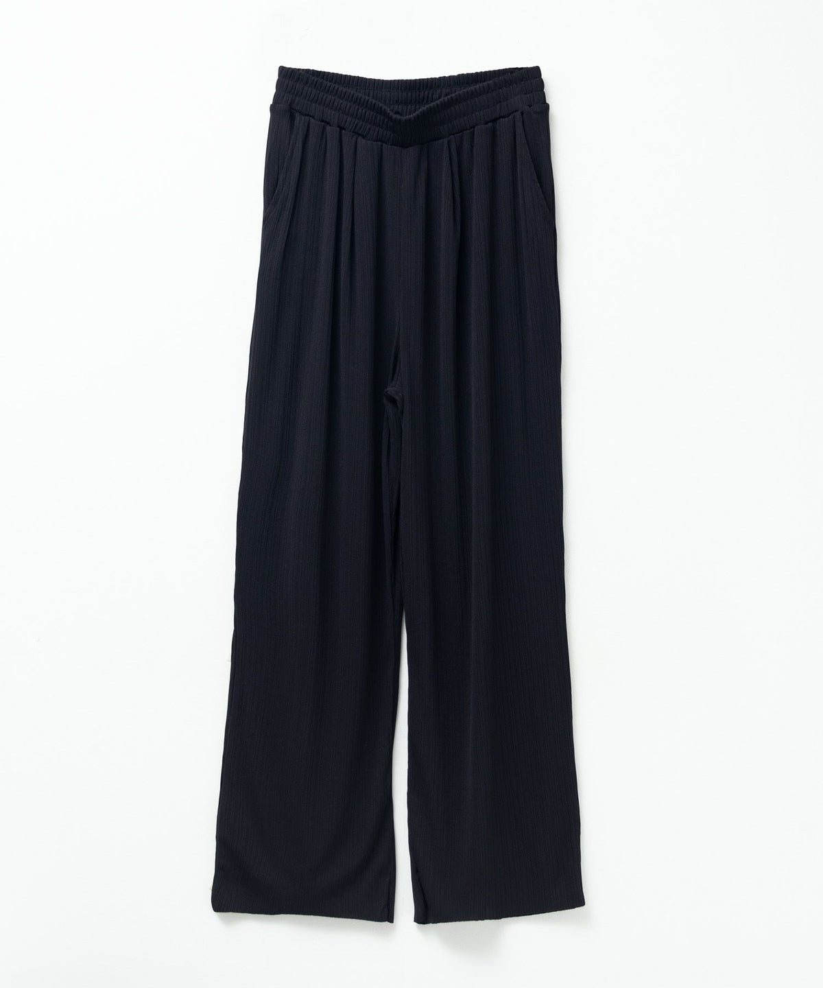 NAVY カットリブワイドパンツ レディース