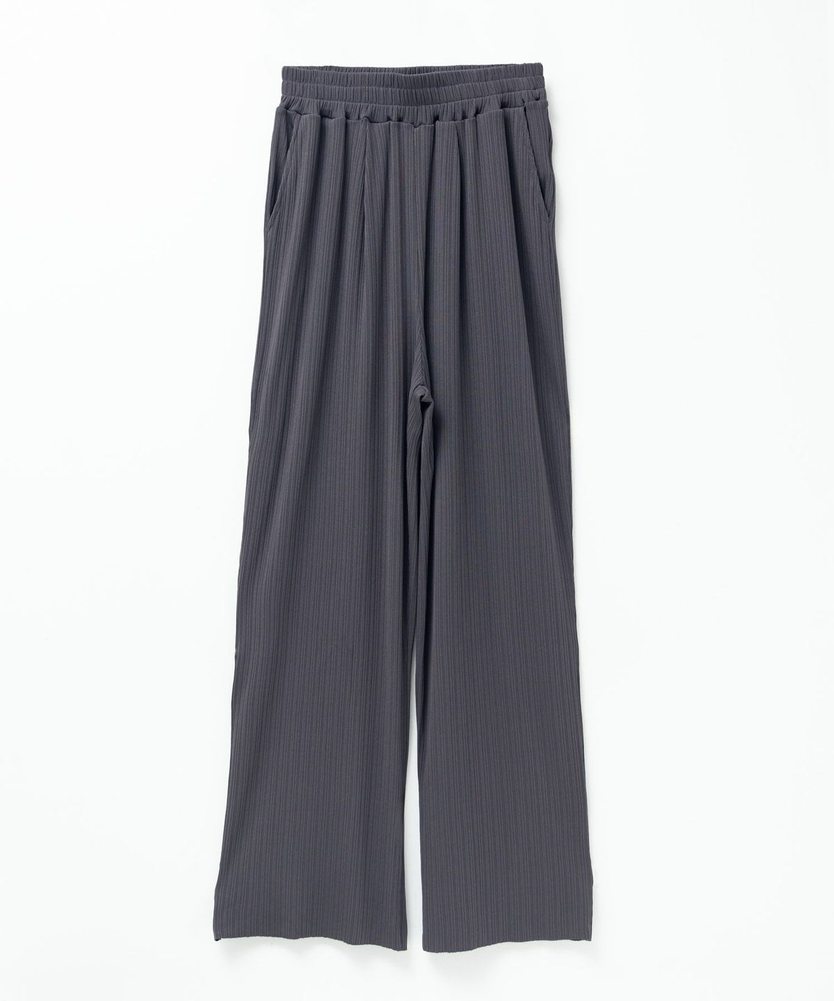 NAVY カットリブワイドパンツ レディース