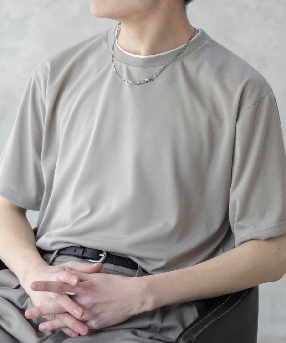 NAVY 天竺クルーレイヤードTシャツ メンズ