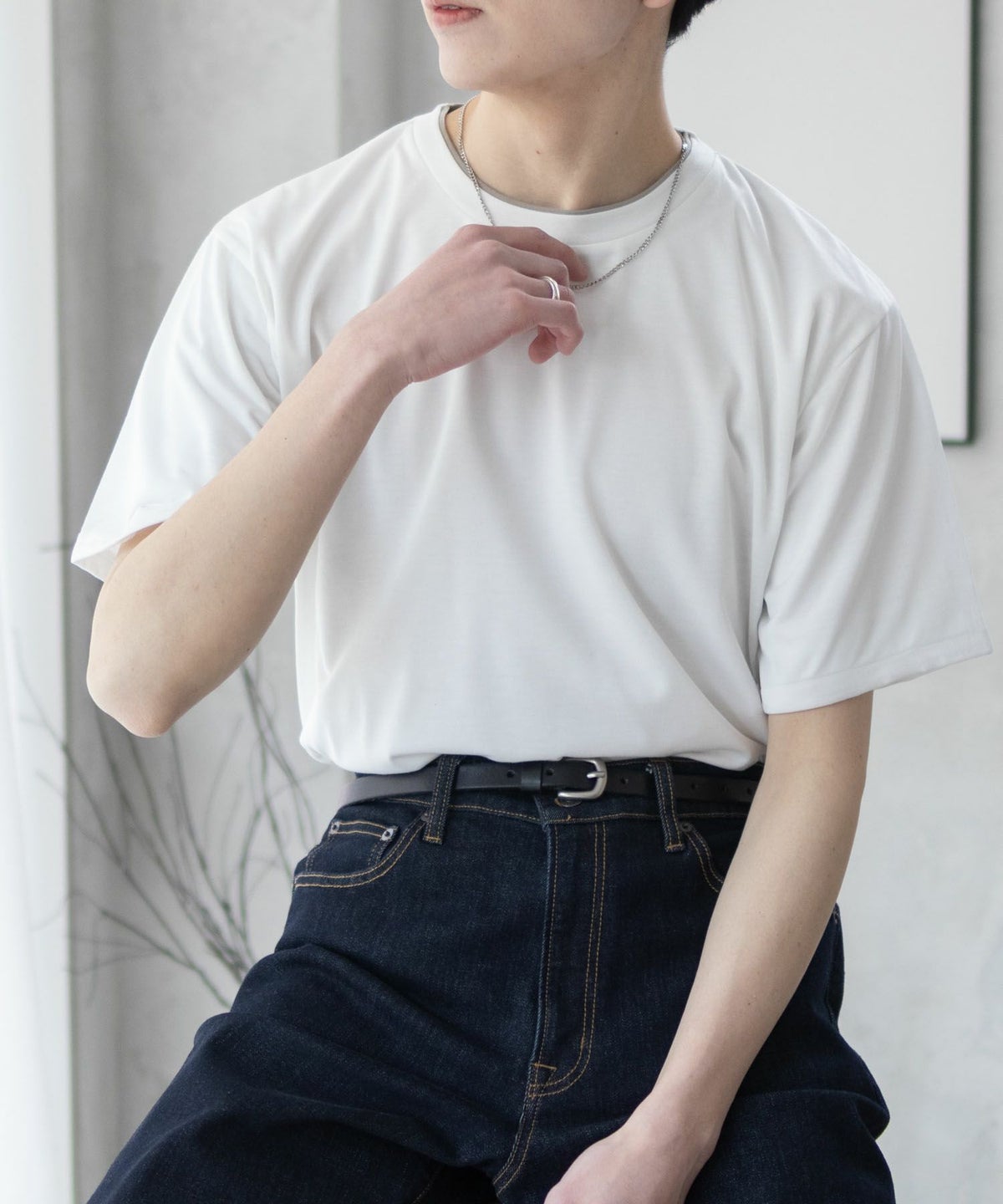 NAVY 天竺クルーレイヤードTシャツ メンズ