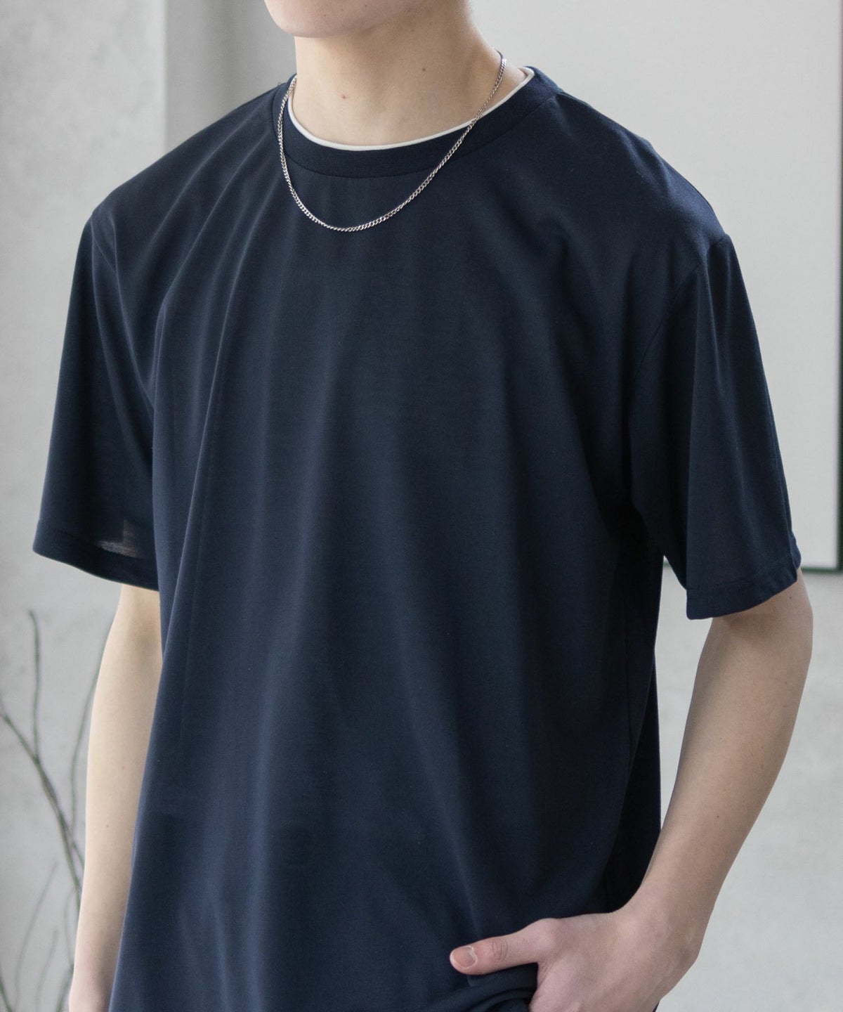 NAVY 天竺クルーレイヤードTシャツ メンズ