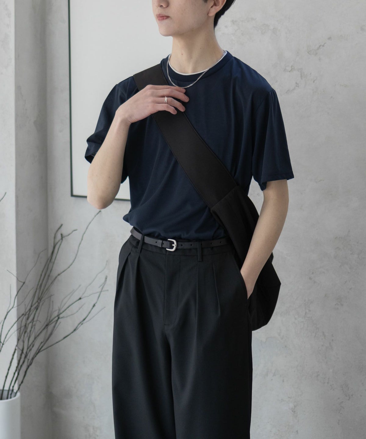 NAVY 天竺クルーレイヤードTシャツ メンズ