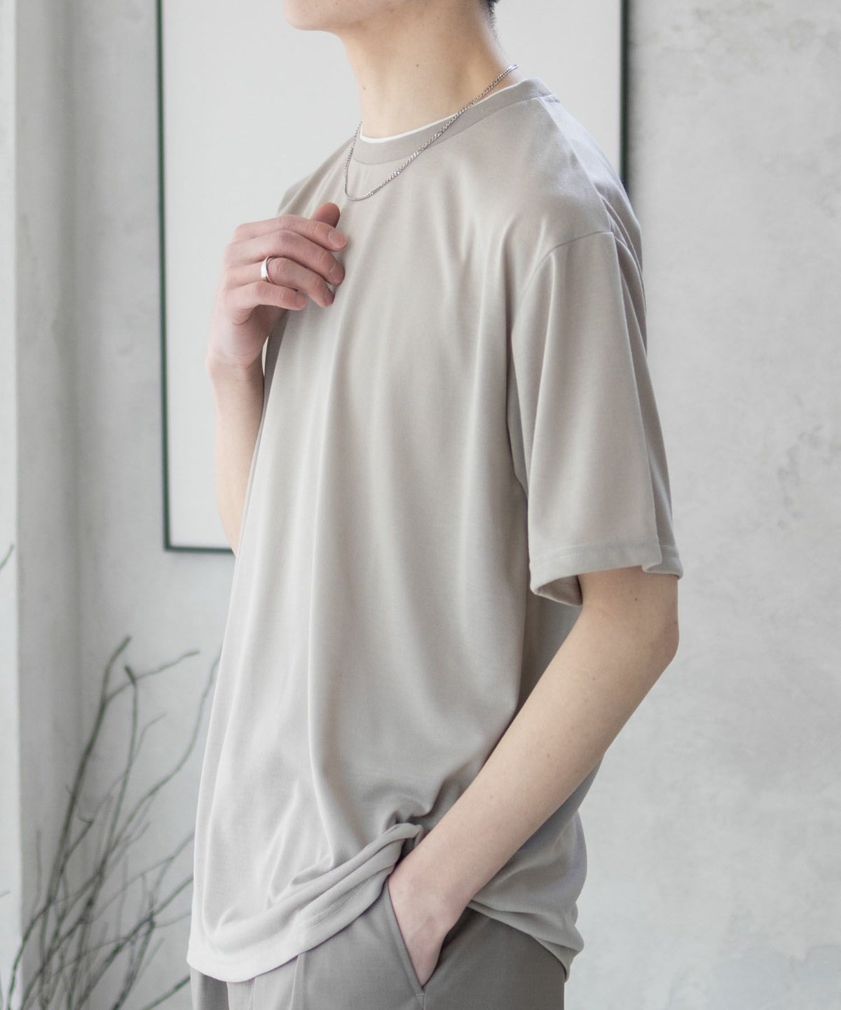 NAVY 天竺クルーレイヤードTシャツ メンズ