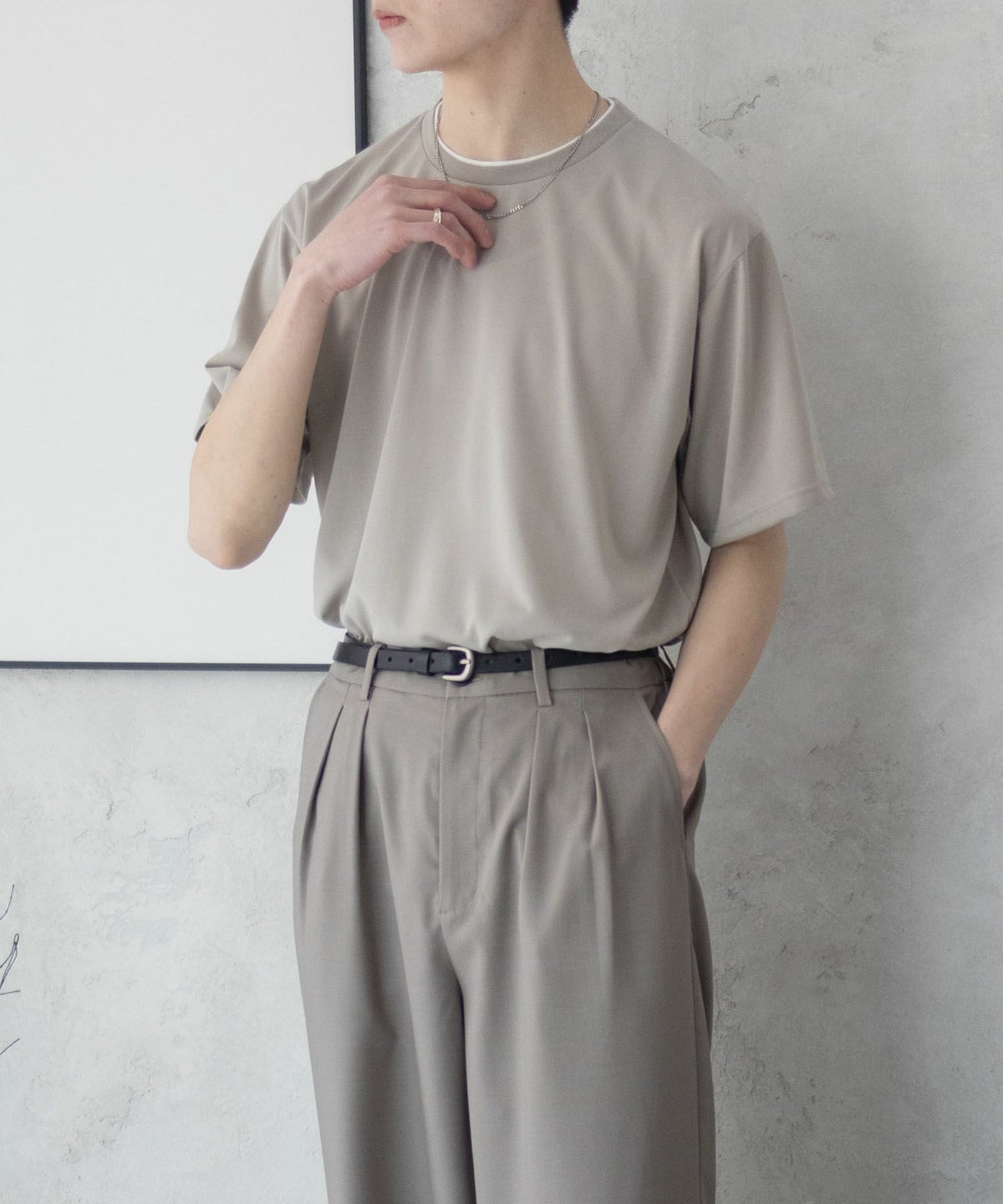 NAVY 天竺クルーレイヤードTシャツ メンズ