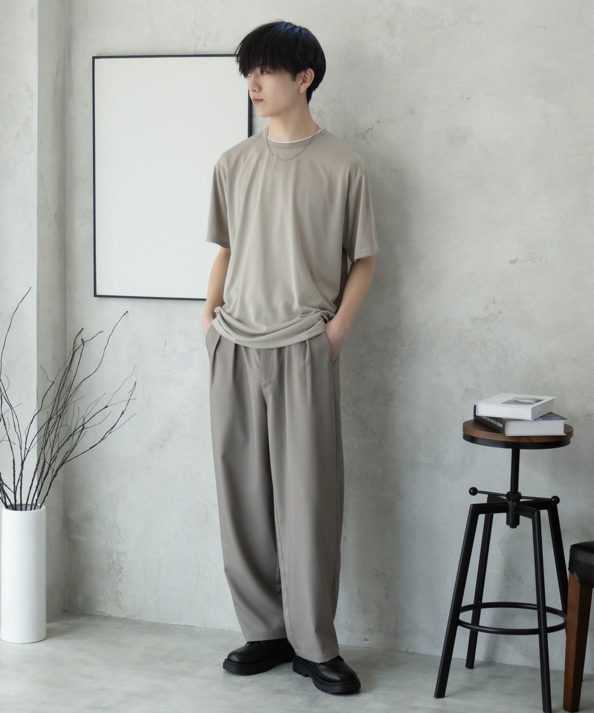 NAVY 天竺クルーレイヤードTシャツ メンズ