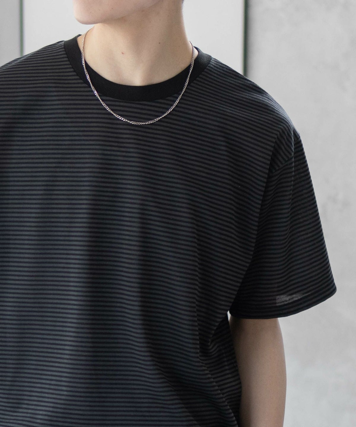 NAVY ボーダークルーTシャツ メンズ