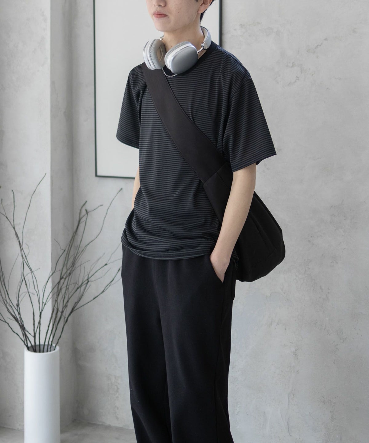 NAVY ボーダークルーTシャツ メンズ