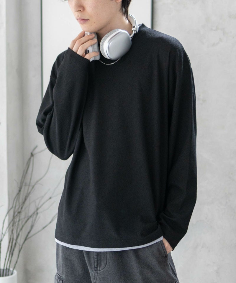 URBAN COLLECTION 梨地フェイクレイヤード長袖Tシャツ メンズ商品画像-4