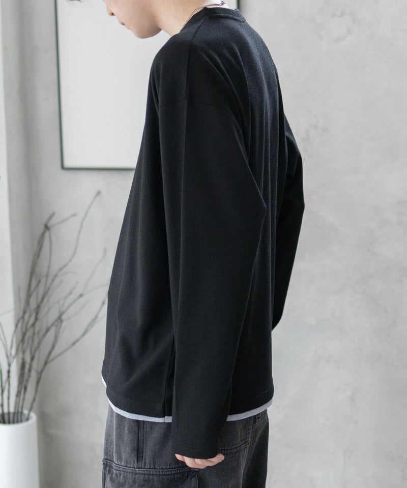 URBAN COLLECTION 梨地フェイクレイヤード長袖Tシャツ メンズ商品画像-7