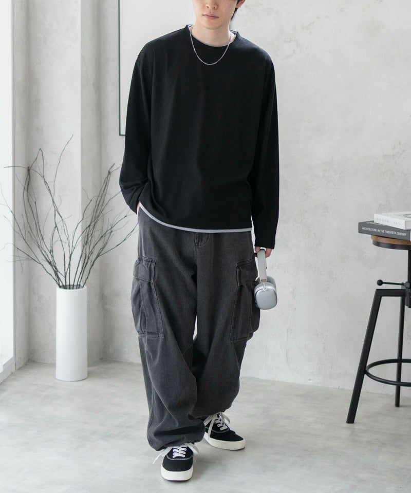 URBAN COLLECTION 梨地フェイクレイヤード長袖Tシャツ メンズ商品画像-9