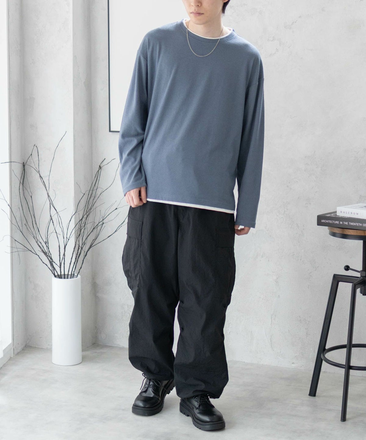 URBAN COLLECTION 梨地フェイクレイヤード長袖Tシャツ メンズ