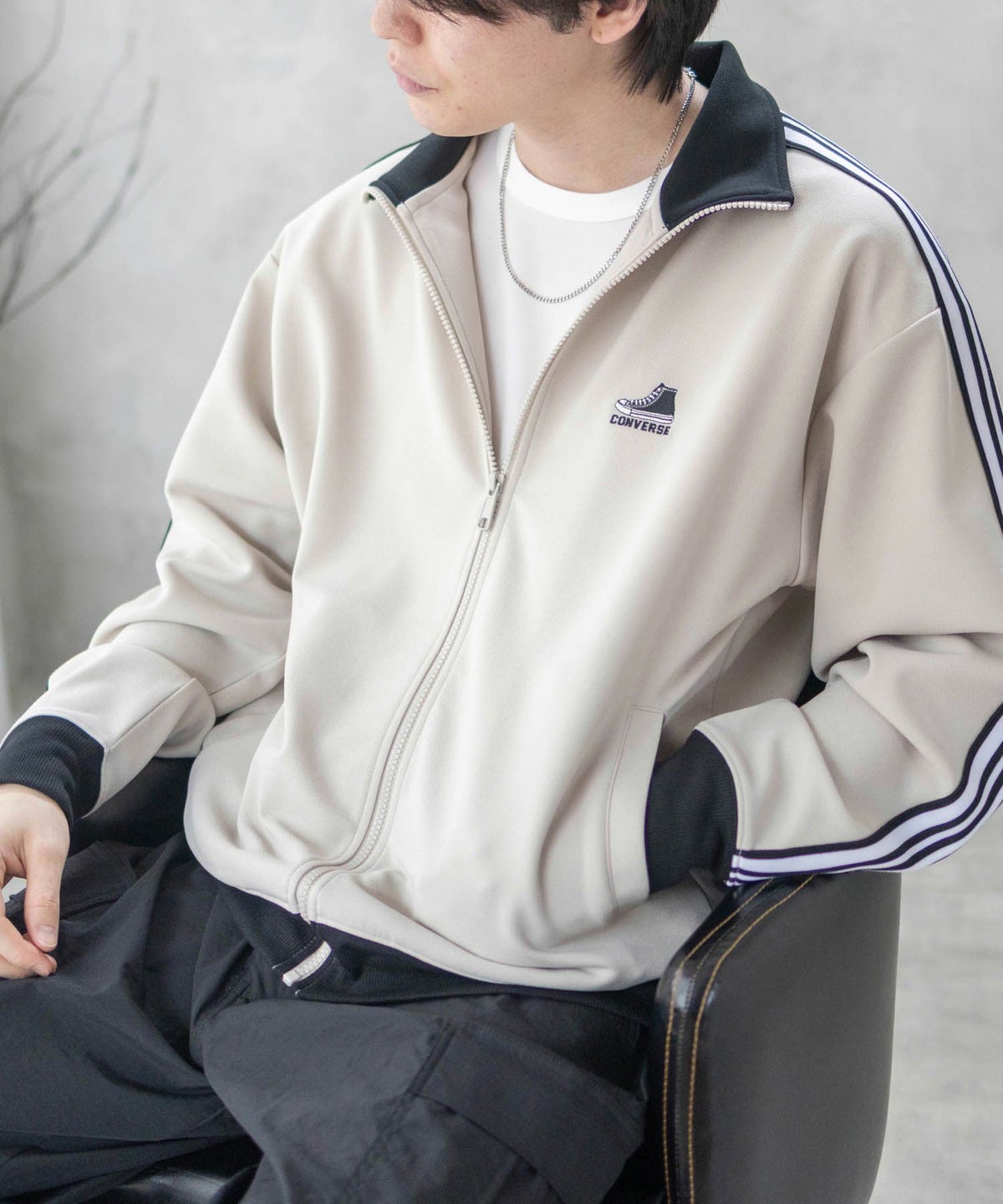CONVERSE ポンチ素材 トラックジャケット メンズ