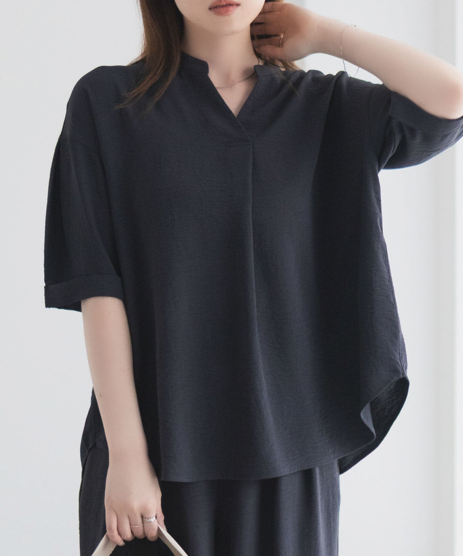 nAvy SARARI ウェーブスキッパーシャツ レディース