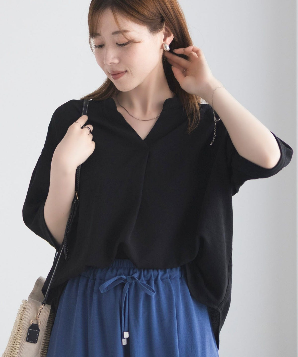 nAvy SARARI ウェーブスキッパーシャツ レディース