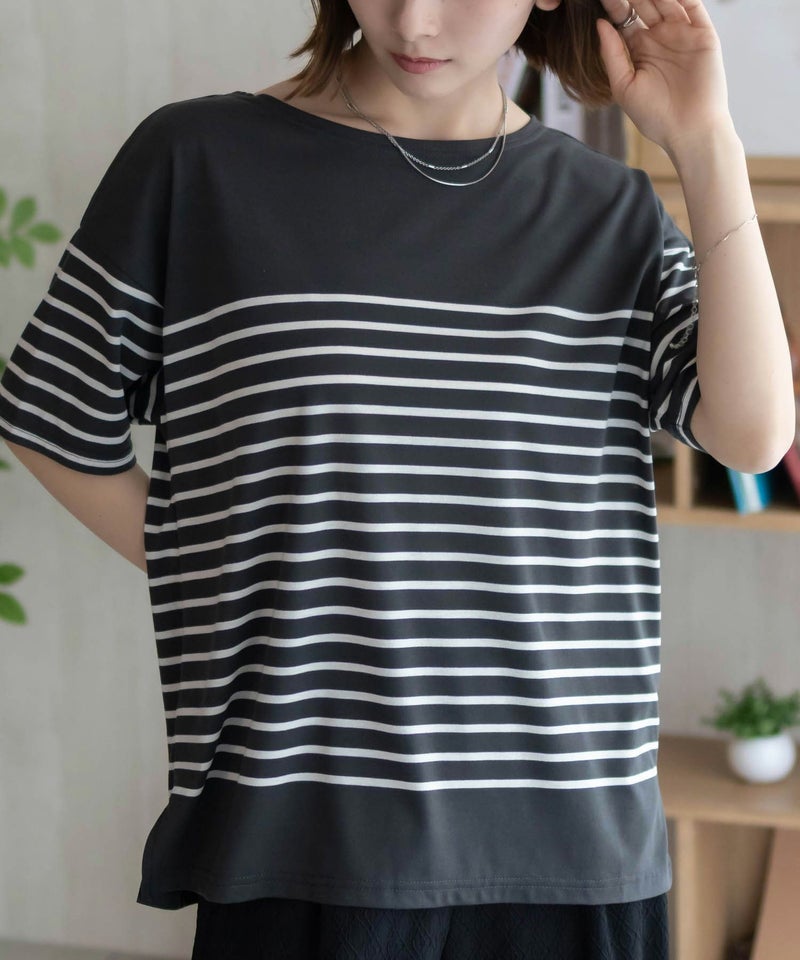 Howdy Marie ボーダー5分袖Tシャツ レディース メール便 対応商品商品画像-4