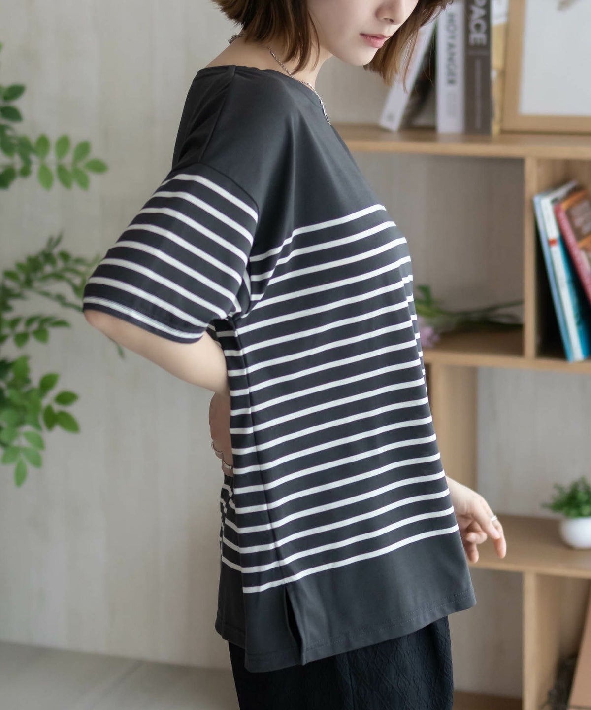 Howdy Marie ボーダー5分袖Tシャツ レディース ネコポス 対応商品