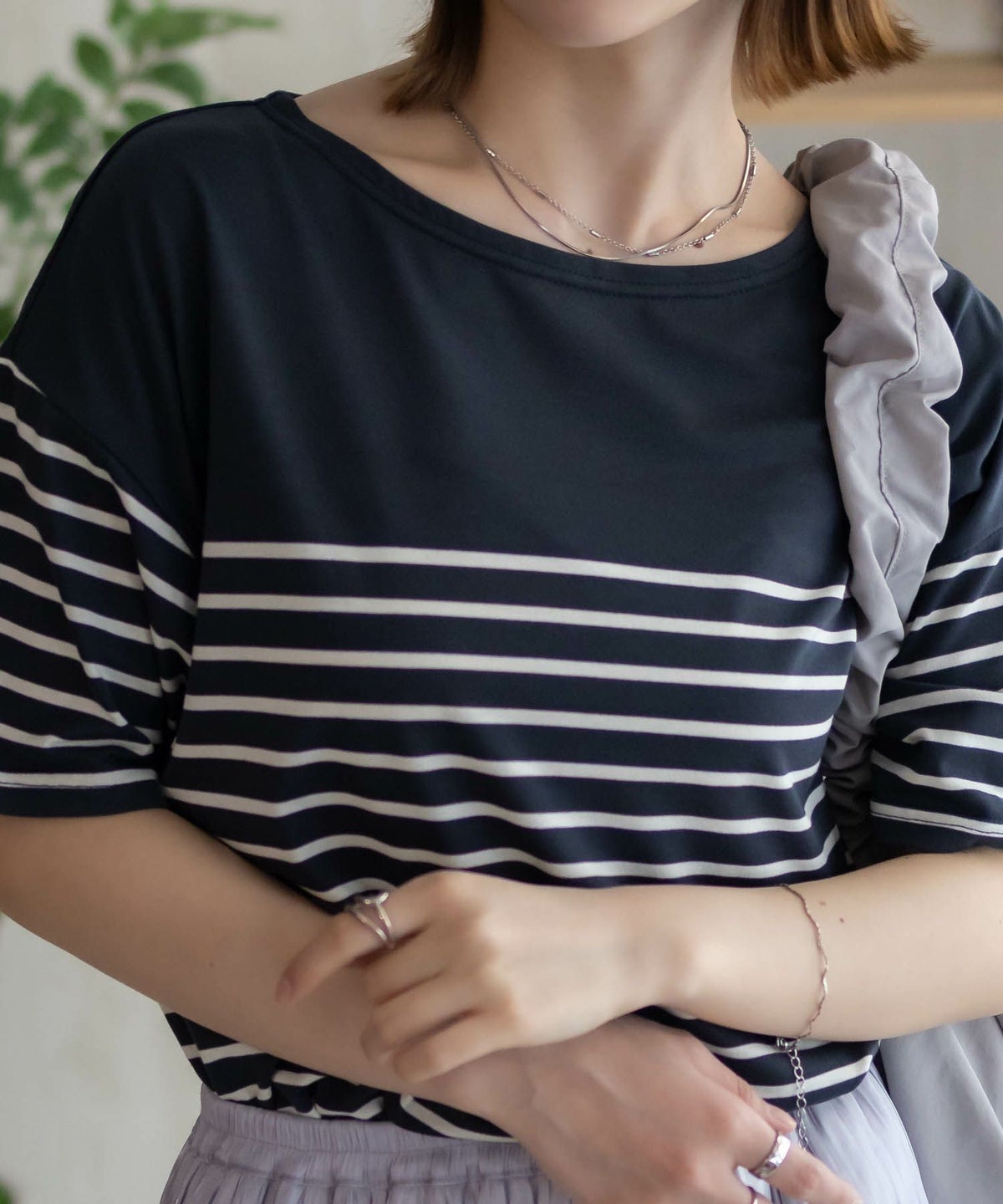 Howdy Marie ボーダー5分袖Tシャツ レディース ネコポス 対応商品