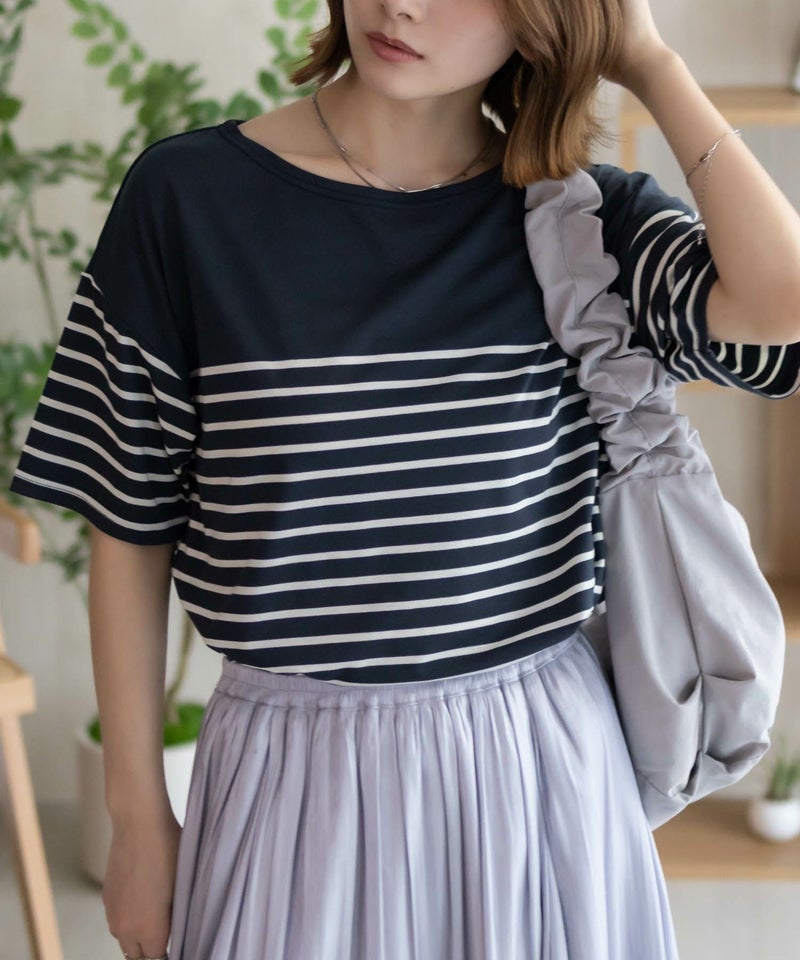 Howdy Marie ボーダー5分袖Tシャツ レディース メール便 対応商品商品画像-15