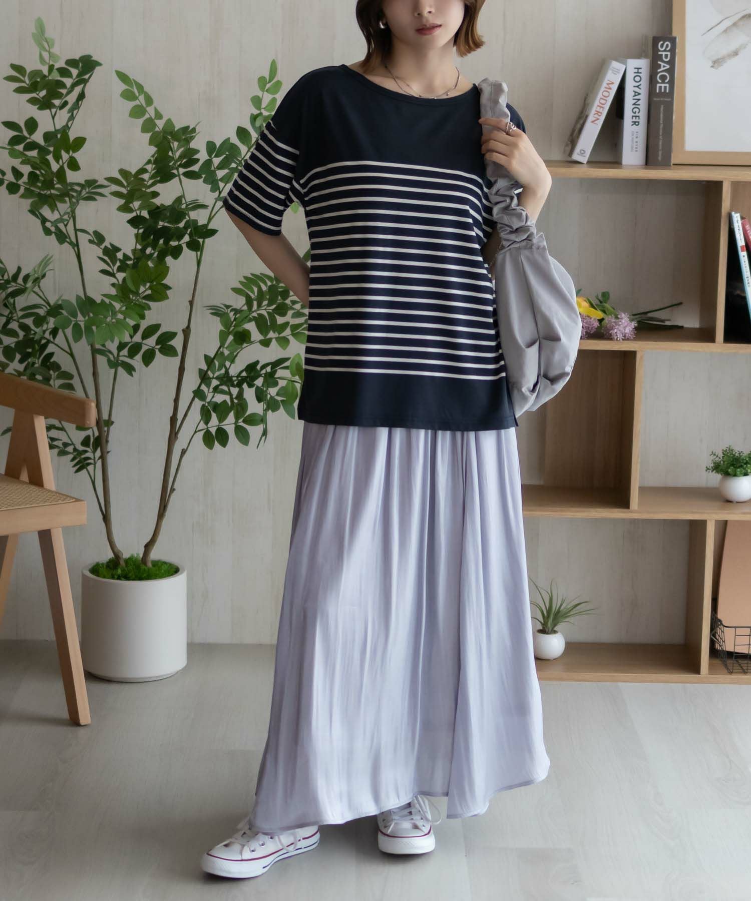 Howdy Marie ボーダー5分袖Tシャツ レディース
