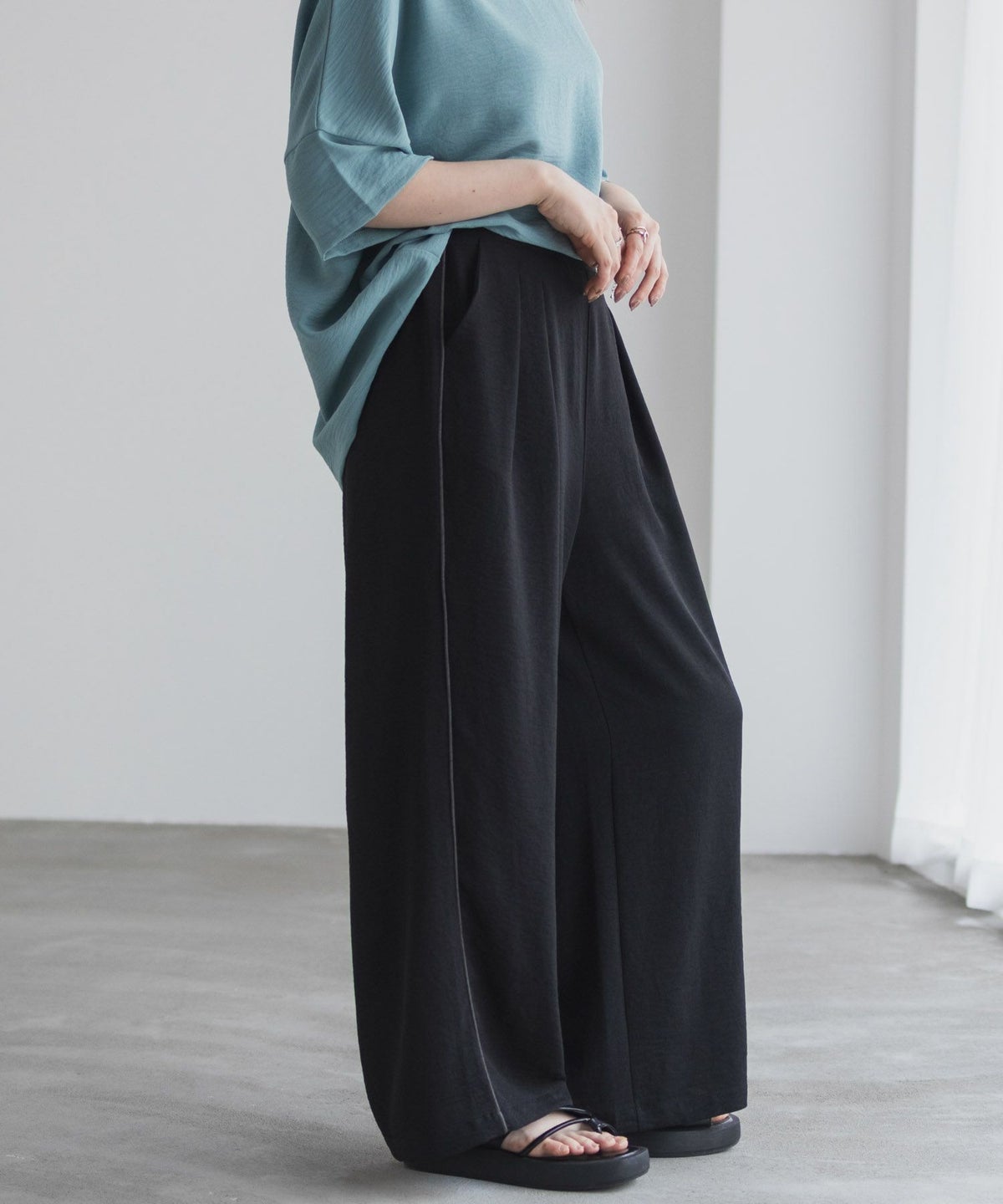 nAvy SARARI ウェーブワイドパンツ レディース