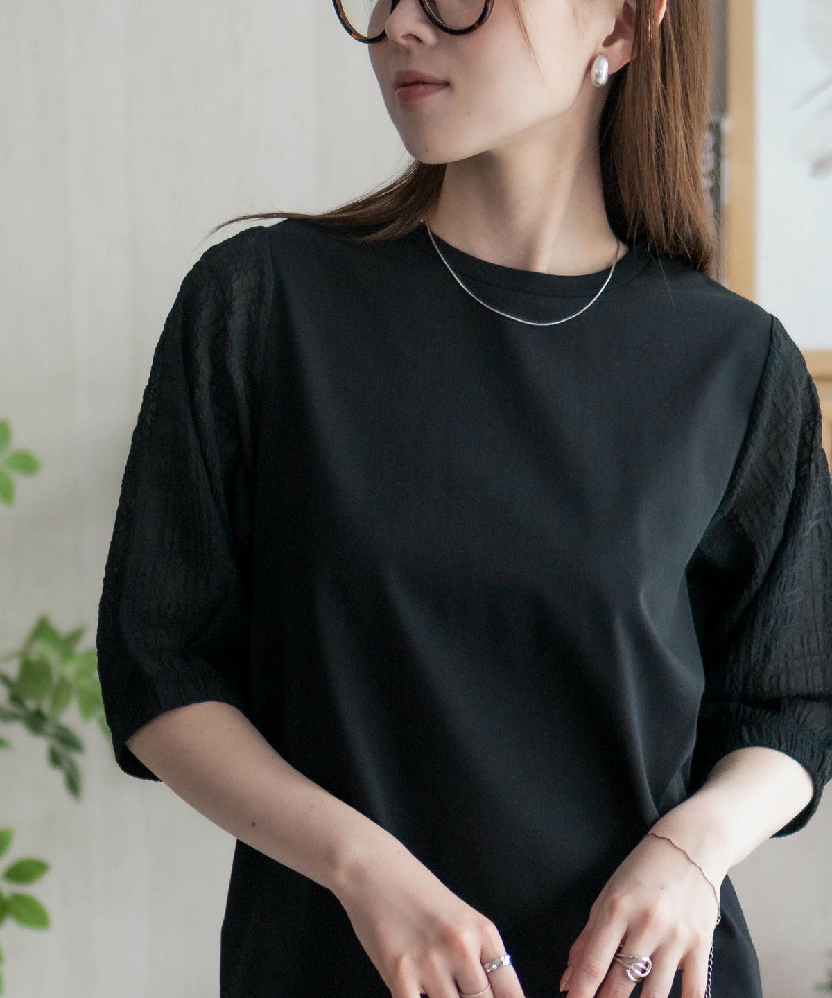 HusHusH 袖異素材プルオーバー レディース ネコポス 対応商品